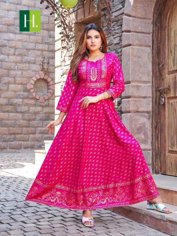 Hirwa Golden Surili Ethnic Wear Long Anarkali Kurti Collection